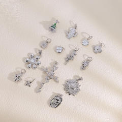 Hot Selling Silver Plant Series Flower Style Stainless Steel Jewelry Accessories DIY Necklace Bracelet Pendant