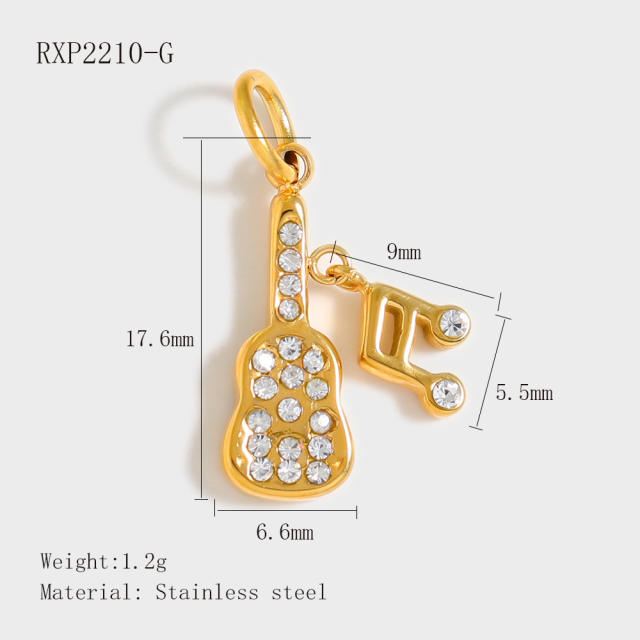 Stainless Steel Lucky Card Dice Four-Leaf Clover Graduation Cap Pendant DIY Pendant Vacuum Electroplating 18K Gold