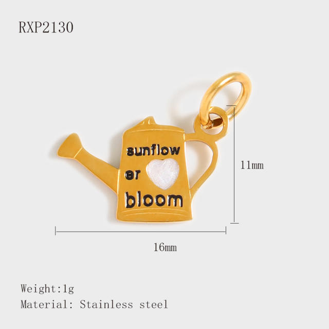 Stainless Steel Lucky Card Dice Four-Leaf Clover Graduation Cap Pendant DIY Pendant Vacuum Electroplating 18K Gold