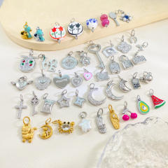 New Stainless Steel Pendants with Creative Cartoon Animal Plant Designs Multi-Themed DIY Jewelry Accessories
