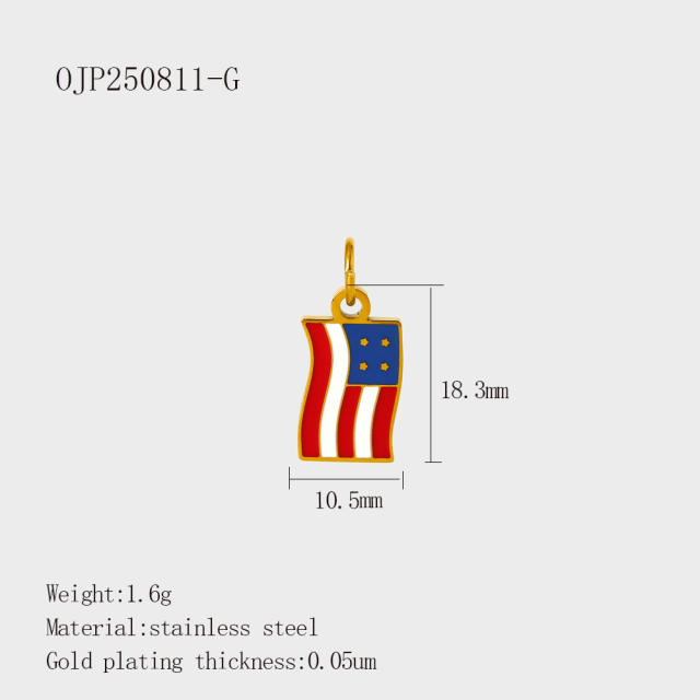 Personalized Fashion Heart Flag Clothes Stainless Steel Plated 18K Gold DIY Pendant Jewelry Pendant
