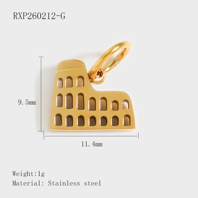 Creative Stainless Steel Gold-Plated European and American Fashion Paris Eiffel Tower Pendant Wholesale