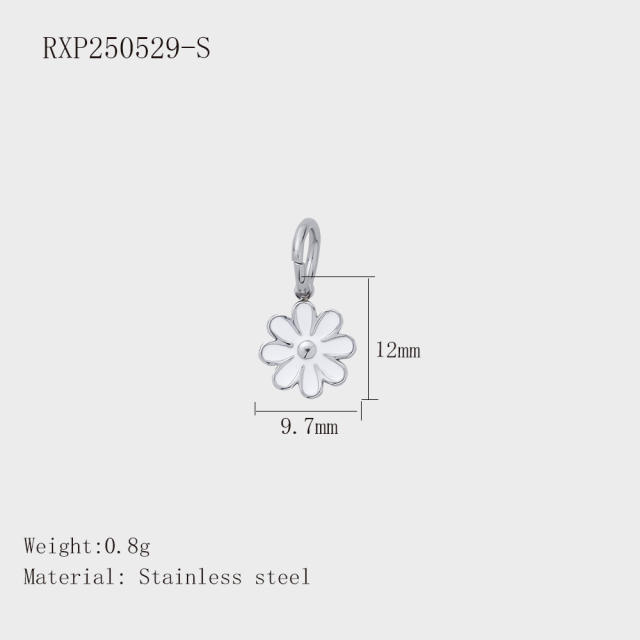 Hot Selling Silver Plant Series Flower Style Stainless Steel Jewelry Accessories DIY Necklace Bracelet Pendant