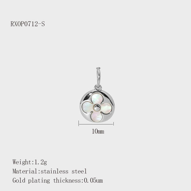 Hot Selling Silver Plant Series Flower Style Stainless Steel Jewelry Accessories DIY Necklace Bracelet Pendant