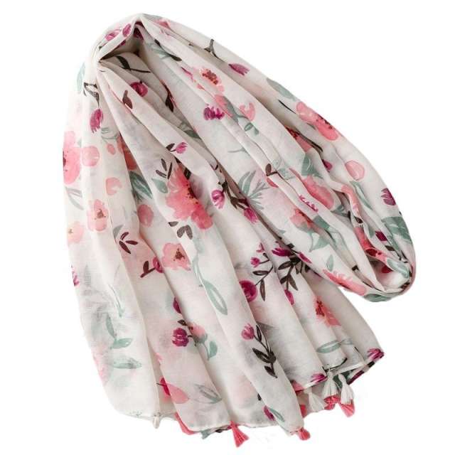 Super Fairy-Like French-Style Watercolor Peach Blossom Scarf
