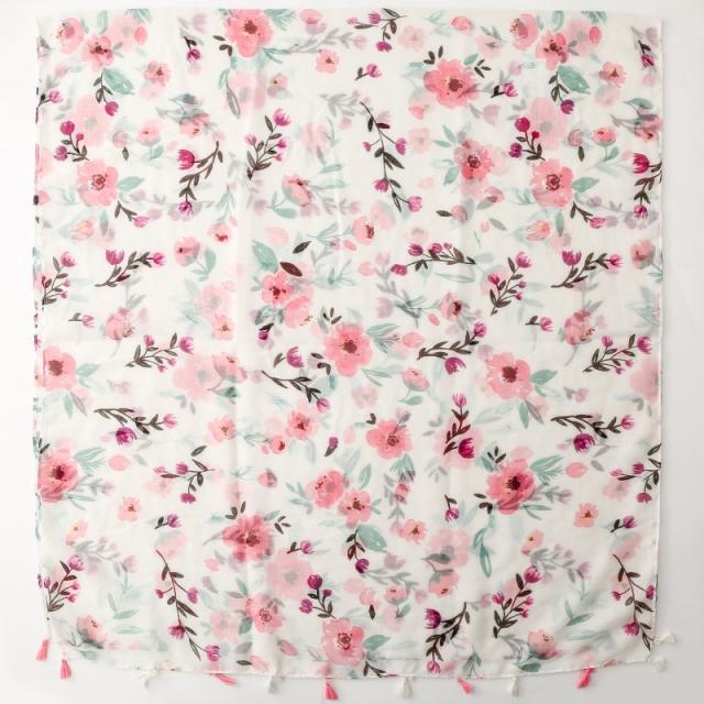 Super Fairy-Like French-Style Watercolor Peach Blossom Scarf
