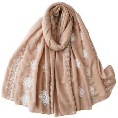 Solid Color Floral Ethnic Style Embroidered Scarf Chinese Style Scarf