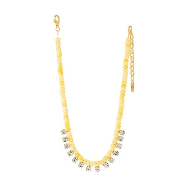 Bohemian Style Beaded Necklace Dopamine Color Natural Stone Beads Gradient Zircon Pendant for Women