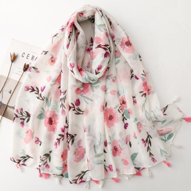 Super Fairy-Like French-Style Watercolor Peach Blossom Scarf