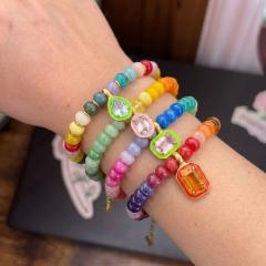 Beaded BraceletsFashionable Colorful Beaded Copper Inlaid Zircon Resin bracelet