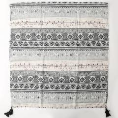Retro Black White Geometric Totem Print Scarf Bohemian Style Vacation Shawl