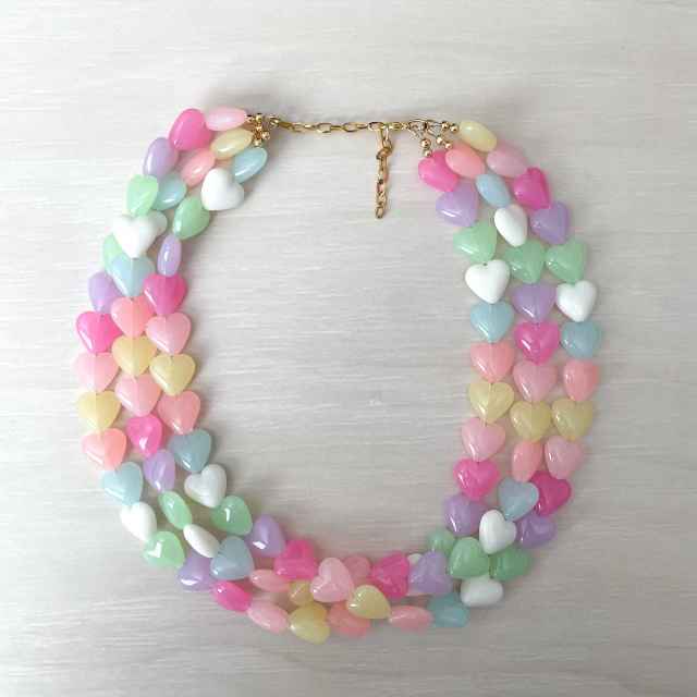 Summer macron color resin heart two layer choker necklace for women