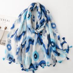 Bohemian Sunset Orange Printed Tassel Scarf