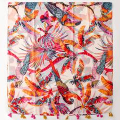 Colorful Parrot and Toucan Print Tassel Scarf