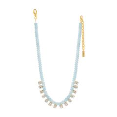 Bohemian Style Beaded Necklace Dopamine Color Natural Stone Beads Gradient Zircon Pendant for Women