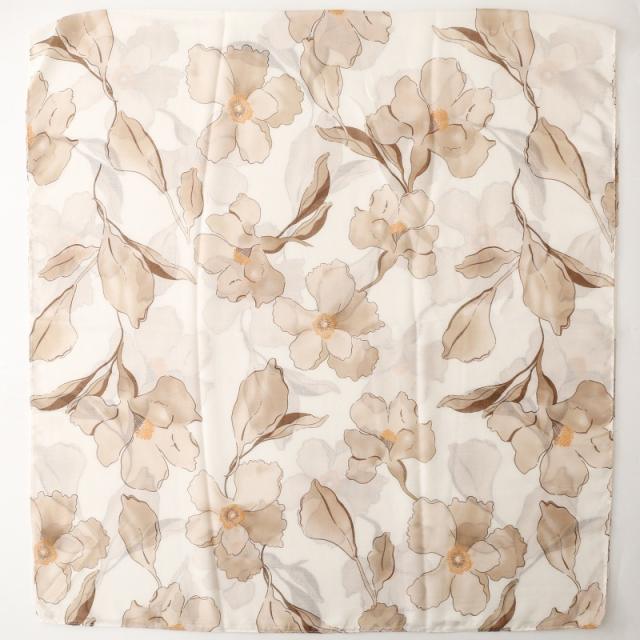 French Satin Patterned Pear Flower Printed Scarf