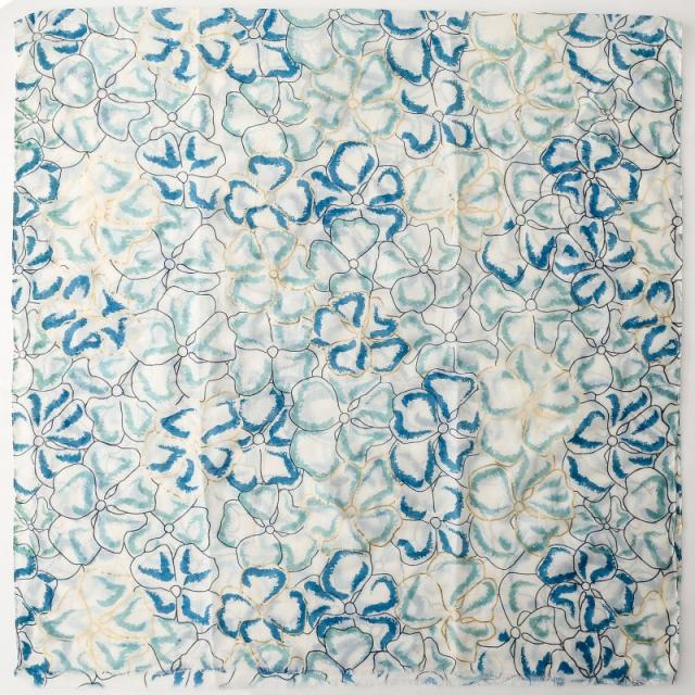 French-Style Gold Stamping Floral Print Scarf Cotton-Linen Feel Large Size Scarf