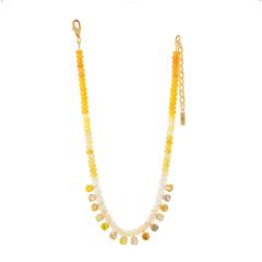 Bohemian Style Beaded Necklace Dopamine Color Natural Stone Beads Gradient Zircon Pendant for Women