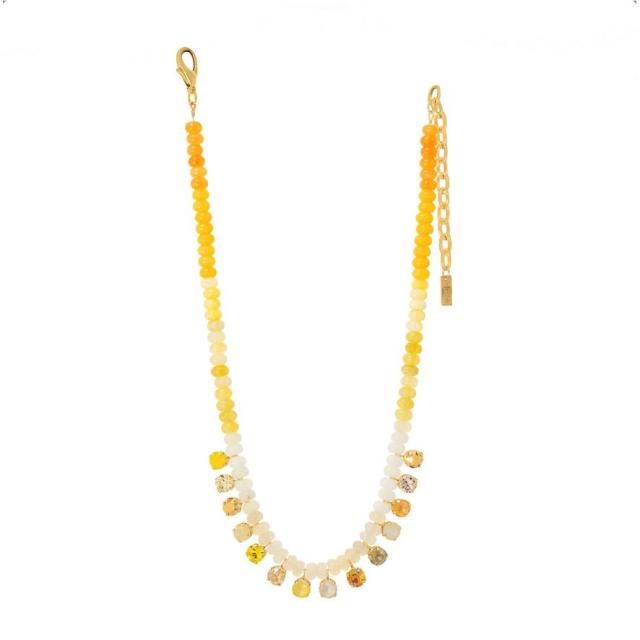 Bohemian Style Beaded Necklace Dopamine Color Natural Stone Beads Gradient Zircon Pendant for Women