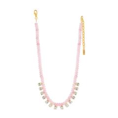 Bohemian Style Beaded Necklace Dopamine Color Natural Stone Beads Gradient Zircon Pendant for Women