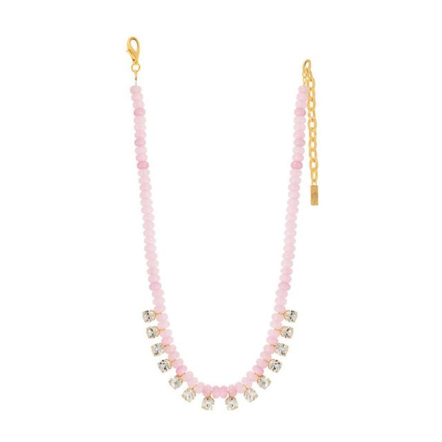 Bohemian Style Beaded Necklace Dopamine Color Natural Stone Beads Gradient Zircon Pendant for Women