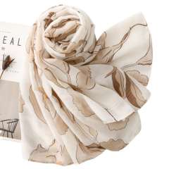 French Satin Patterned Pear Flower Printed Scarf