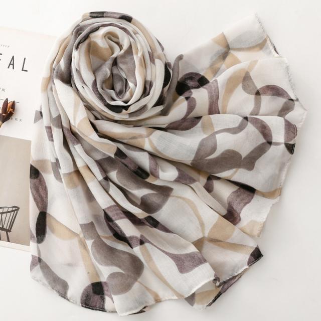 French Satin Pebble Print Scarf with Cotton-Linen Large Size Scarf