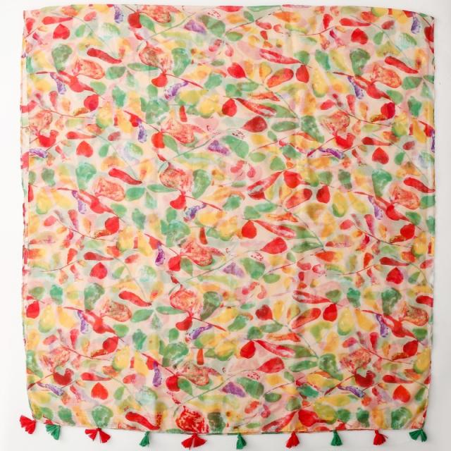 Summer Watercolor Fruit Print Tassel Scarf Shawl for Energetic Girls