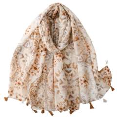 Gradient Print Tassel Scarf for Women Artistic Floral Scarf for Travel and Vacation