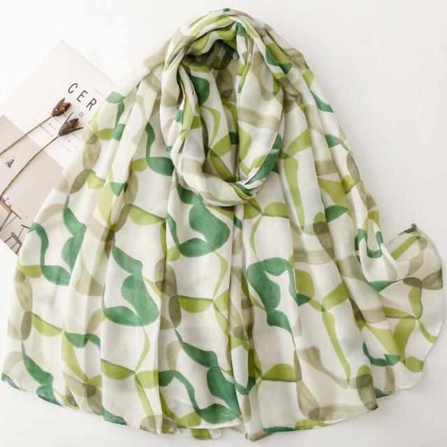 French Satin Pebble Print Scarf with Cotton-Linen Large Size Scarf