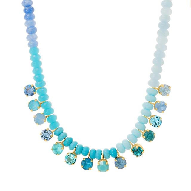 Bohemian Style Beaded Necklace Dopamine Color Natural Stone Beads Gradient Zircon Pendant for Women