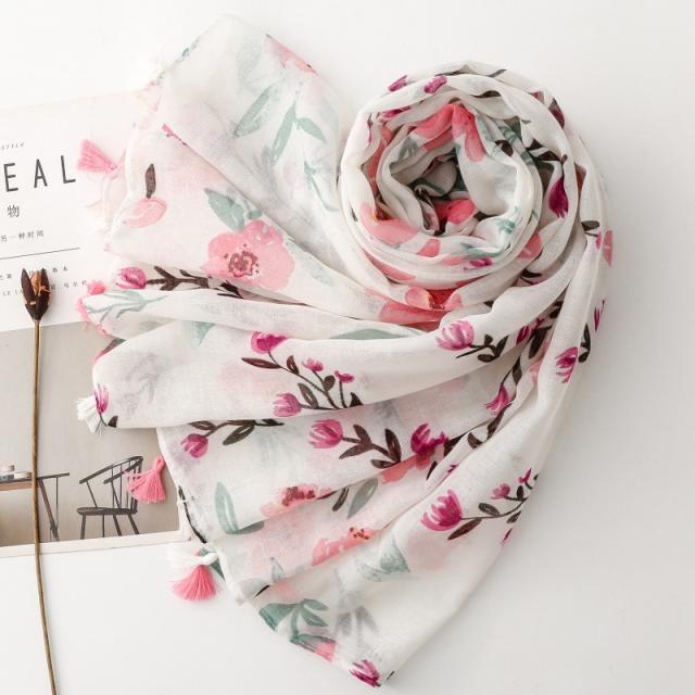Super Fairy-Like French-Style Watercolor Peach Blossom Scarf