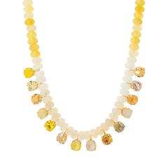 Bohemian Style Beaded Necklace Dopamine Color Natural Stone Beads Gradient Zircon Pendant for Women