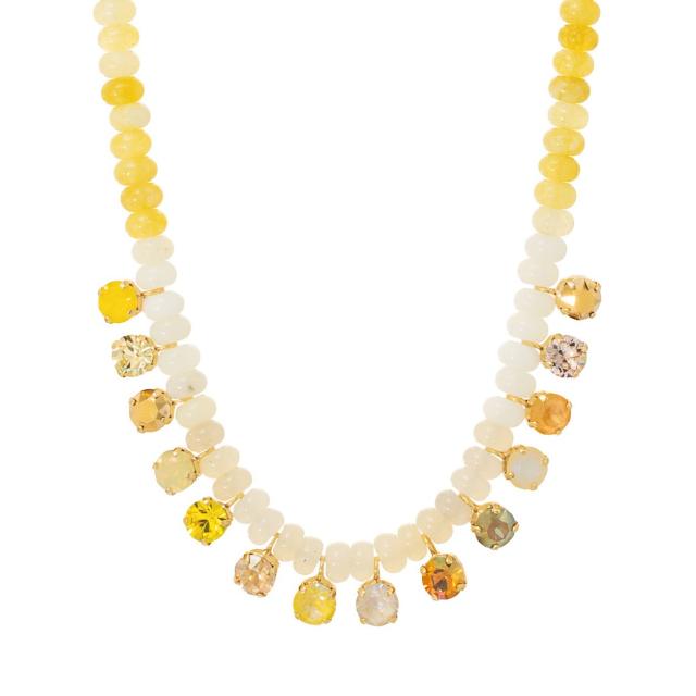 Bohemian Style Beaded Necklace Dopamine Color Natural Stone Beads Gradient Zircon Pendant for Women