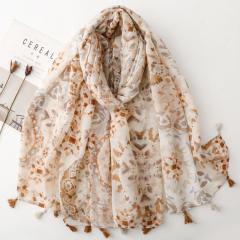 Gradient Print Tassel Scarf for Women Artistic Floral Scarf for Travel and Vacation