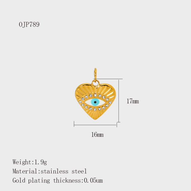 Stainless Steel Heart-Shaped Pendant DIY Accessories 18K Gold-Plated Non-Fading Accessories