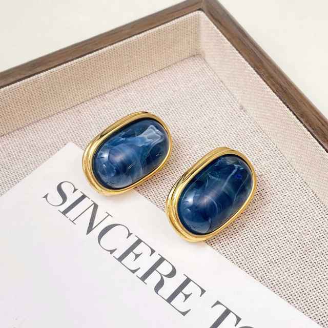 Easy match colorufl resin stainless steel earrings studs earrings for women