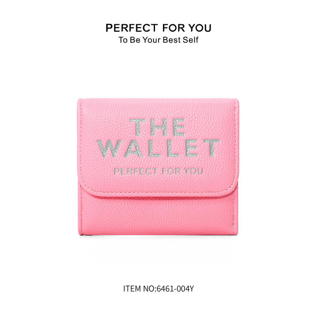 Hot Purse Ins Women's Fashion All-match Letter Small Purse Large Capacity Coin Purse Three-fold Wallet