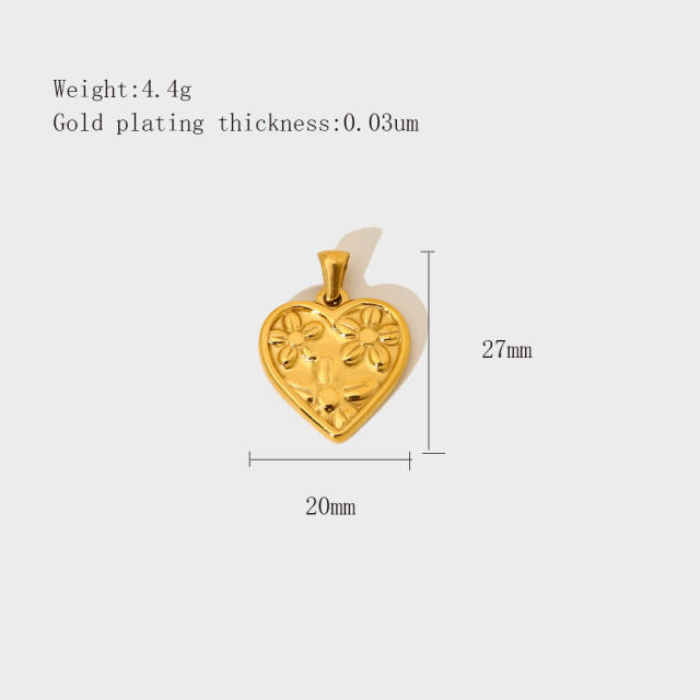 Stainless Steel Heart-Shaped Pendant DIY Accessories 18K Gold-Plated Non-Fading Accessories