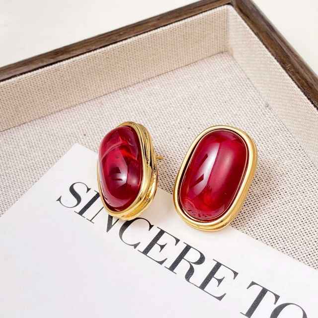 Easy match colorufl resin stainless steel earrings studs earrings for women