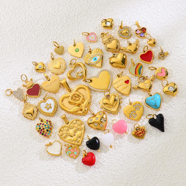 Stainless Steel Heart-Shaped Pendant DIY Accessories 18K Gold-Plated Non-Fading Accessories