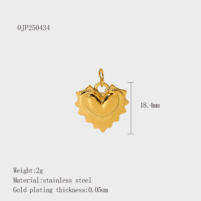 Stainless Steel Heart-Shaped Pendant DIY Accessories 18K Gold-Plated Non-Fading Accessories