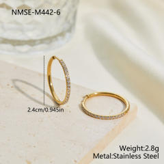 316L Stainless Steel earrings Diamond-Studded Plain Hoop Earrings