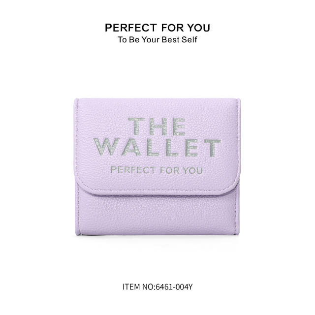 Hot Purse Ins Women's Fashion All-match Letter Small Purse Large Capacity Coin Purse Three-fold Wallet