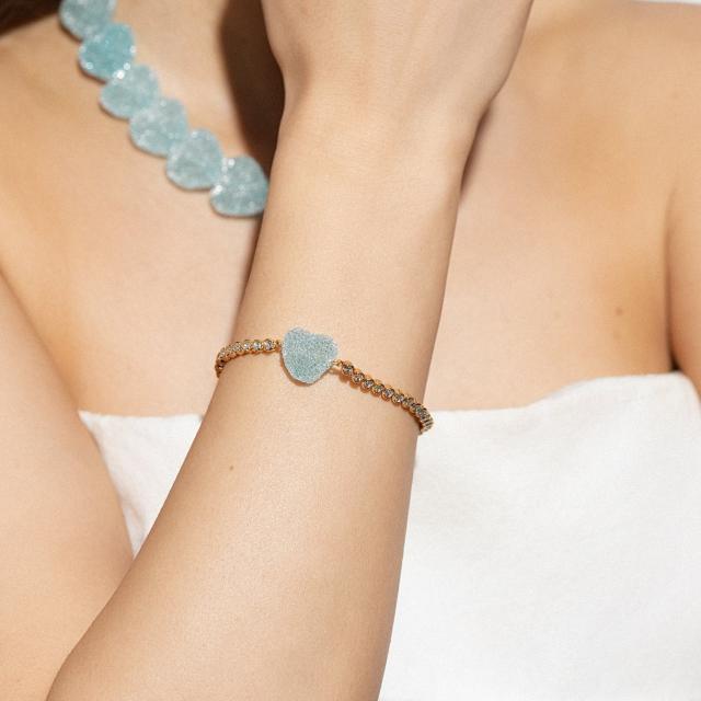 Sweet Heart Candy Bracelet with Colorful diamond Chain Dopamine bracelet