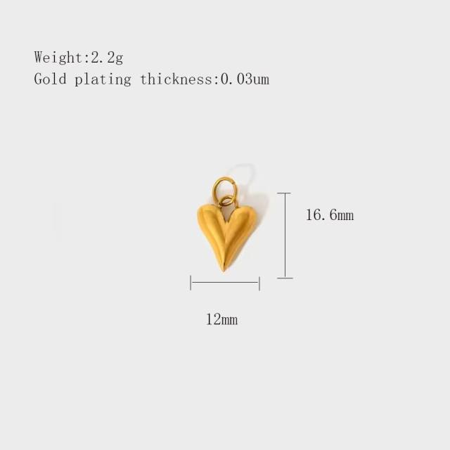 Stainless Steel Heart-Shaped Pendant DIY Accessories 18K Gold-Plated Non-Fading Accessories