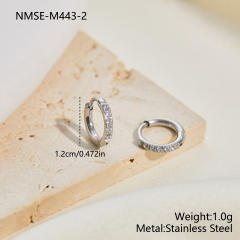 316L Stainless Steel earrings Diamond-Studded Plain Hoop Earrings