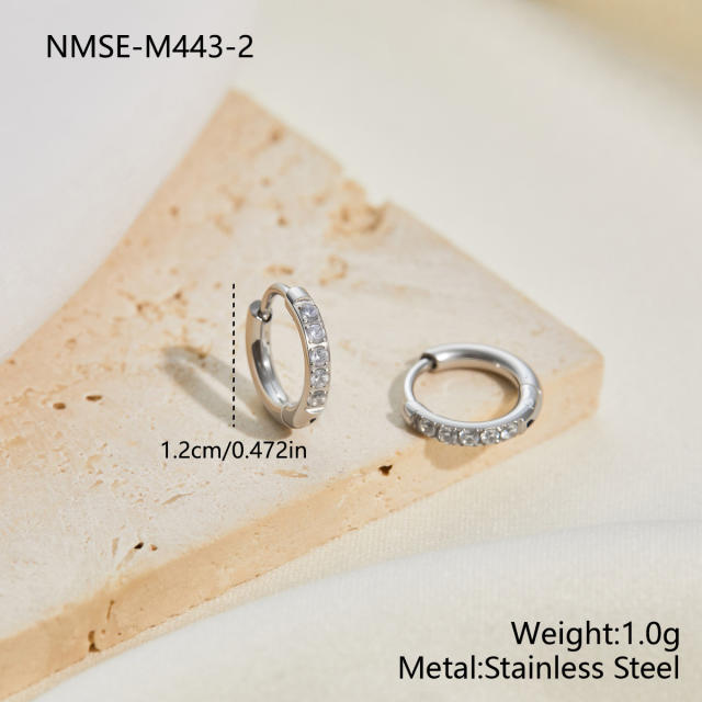 316L Stainless Steel earrings Diamond-Studded Plain Hoop Earrings