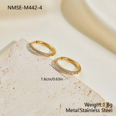 316L Stainless Steel earrings Diamond-Studded Plain Hoop Earrings