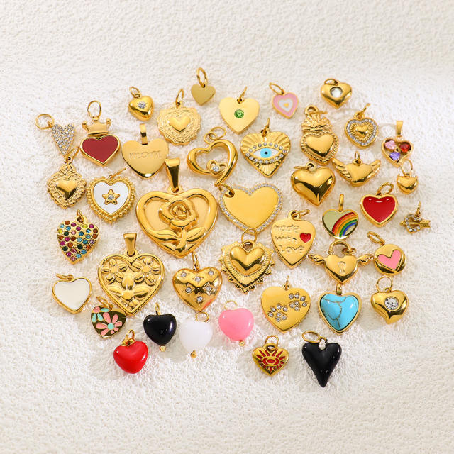 Stainless Steel Heart-Shaped Pendant DIY Accessories 18K Gold-Plated Non-Fading Accessories